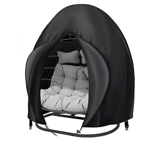 boyspringg Patio Egg Chair Cover, 91x80 Inches, Extra Large Double Egg Chair Cover for Outdoor Furniture, Heavy Duty Swing Hanging Egg Chair Cover Waterproof, Anti-UV, Dust-Proof( Black )
