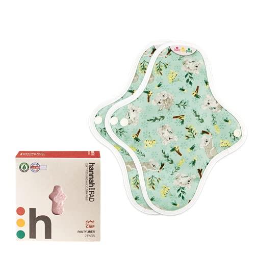 Hannahpad Organic Pantyliner Sanitary Cloth Pad (2 Pack) Extra Grip, Pantyliner 2 count