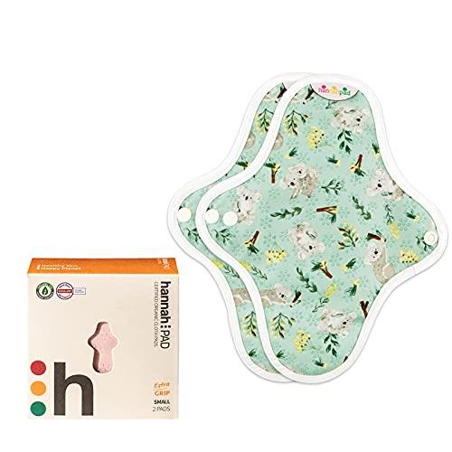 Hannahpad Organic Small Sanitary Cloth Pad (2 Pack) Extra Grip , Small 2 count