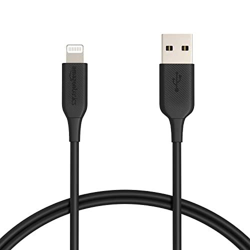 Amazon Basics ABS USB-A to Lightning Cable Cord, MFi Certified Charger for Apple iPhone 14 13 12 11 X Xs Pro, Pro Max, Plus, iPad, Black, 0.91m, 2-Pack