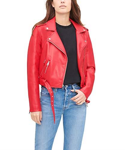 Levi's Women's Faux Leather Belted Motorcycle Jacket (Standard & Plus Sizes), Red, X-Large