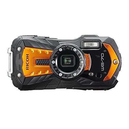 Ricoh WG-70 Orange Waterproof Digital Camera 16MP, Black