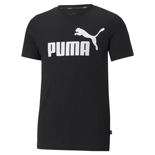 PUMA Boy's Essential Logo Tee, Black, XS