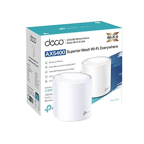 TP-Link Deco X60(1-Pack) AX3000 Whole Home Mesh Wi-Fi System, Next-Gen WiFi 6, Replace Routers and WiFi Extenders, HomeCare Build-in Antivirus, Parental Control, Compatible with Alexa (2,800 sq ft) (UK Version)