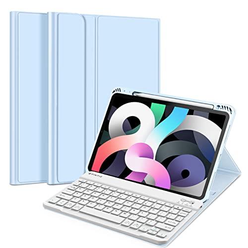 Fintie Keyboard Case for iPad Air 11-inch M3 (2025) / M2 (2024), iPad Air 5th (2022) / 4th Generation 10.9 Inch - Soft TPU Cover w/Magnetically Detachable Bluetooth Keyboard, Sky Blue