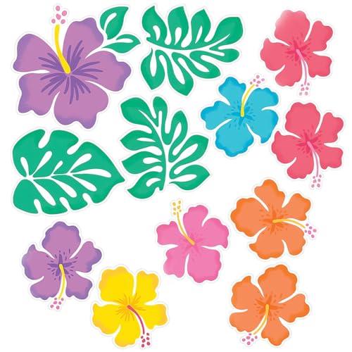 Amscan Summer Theme Party Hibiscus Cutouts 12-Pieces, Assorted