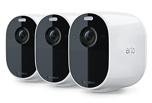 Arlo Essential Security Camera Outdoor, 1080p HD, Wireless CCTV, 4 Cam Kit, No Hub Needed, Colour Night Vision, 2-Way Audio, 6-Month Battery, Free Trial of Arlo Secure Plan, White