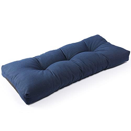 SUNROX LokGrip Non Slip Tufted Memory Foam Bench Cushion, FadeShield Water Resistant Durable Thicken Outdoor/Indoor Bench Seat Pads 36x14x4 inch, Navy