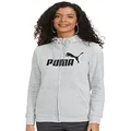 PUMA Women's Essential Logo Full-Zip Hoodie FL, Light Gray Heather, M