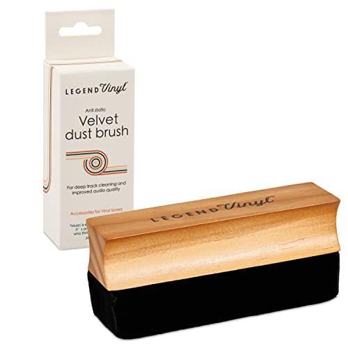 Legend Vinyl Velvet Anti Static Cleaning Brush with Wooden Handle Record Cleaner for Vinyl - Highly Effective and Long Lasting - Eliminates Static