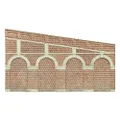 Hornby 1:76 Scale 00 Gauge High Stepped Arched Retaining Brick Walls 2-Pieces Set, Red