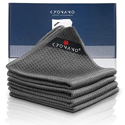 KYONANO Barista Micro Cleaning Towels 4 Pack - Make The Perfect Coffee or Espresso - Coffee Accessories for Barista to Clean Steam Wand Coffee or Espresso Machine(12''x12'')