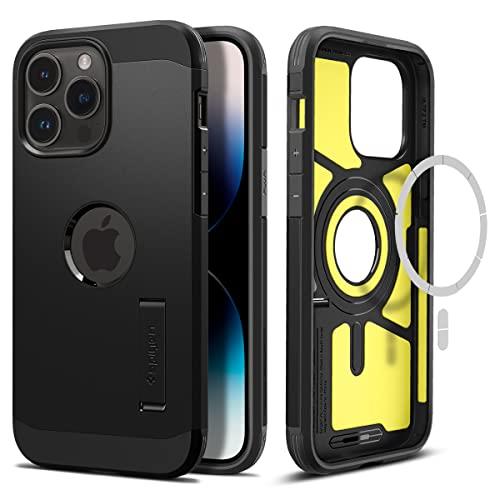 SPIGEN Tough Armor Mag (MagFit) Designed for Apple iPhone 14 Pro Max Case (2022)[6.7-inch] Mag Safe Compatible Magnetic Ring Impact Shock Proof Hard Cover - Black