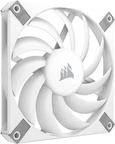 CORSAIR AF120 SLIM, 120mm PWM Fluid Dynamic Bearing Fan (Thin Profile for Small-Form-Factor Cases, Low-Noise, Up to 2000 RPM, Zero RPM Mode Support, Universal 120x15mm Sizing) Single Pack, White