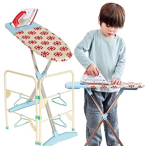 Casdon Ironing Set | Toy Ironing Board and Iron for Children Aged 3+ | Folding Clothes Airer and Hangers Included!