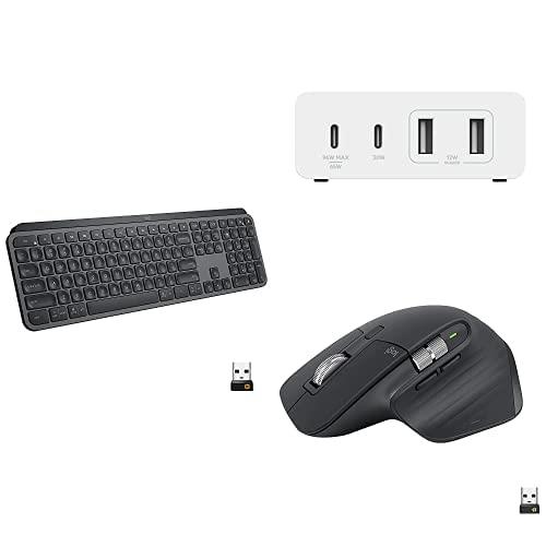 Work from Home - Logitech Wireless Illuminated Keyboard + Belkin 4-Port GaN Charger + Logitech Mouse