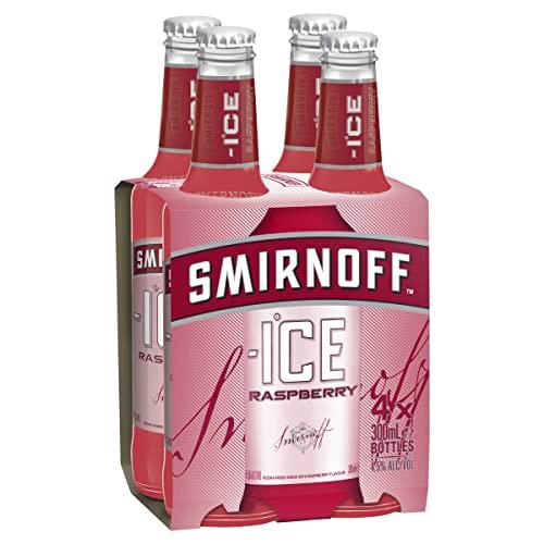 Smirnoff Red Ice Raspberry Flavored Vodka 300 ml (Pack of 4)