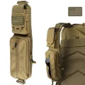WYNEX Molle Accessories Pouch with Two Version, Backpack Strap Shoulder Attachment Tactical Bag Starps Zipper Pocket Additional Phone Holder for Compass Bottle, Khaki (Zipper Ver.) (WY-0216K-A1)