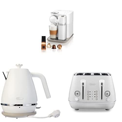 De’Longhi Distinta Moments Breakfast Collection, Bundle Includes Nespresso Gran Lattissima Coffee Machine, 4-Slice Toaster, Electric Kettle, White, Shop Special Bundle Offer