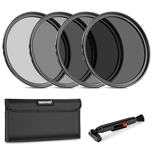 NEEWER 55mm ND Lens Filter Kit: ND2 ND4 ND8 ND16, Lens Cleaning Pen, Filter Pouch Neutral Density Filter and Accessory Kit Compatible with Canon Nikon Sony Panasonic DSLR Cameras with 55mm Lens