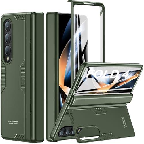 Kaiiecal for Samsung Galaxy Z-Fold-4 Case: [Hidden Kickstand] [Wireless Charging], Full Body Hinge Protection Slim Case, Screen Protector Phone Cover for Samsung Z Fold 4 5G 2022 (Green)