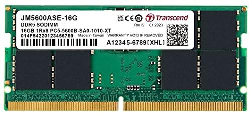 Transcend DRAM 16GB DDR5 5600 SO-DIMM 1Rx8 2Gx8 CL46 1.1V - JM5600ASE-16G