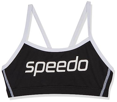 Speedo Women's Endurance Swiming Crop Top, Black/White, Size 8