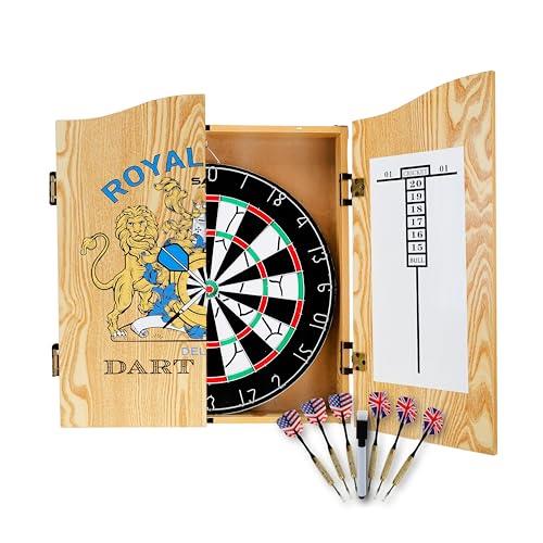 Sport Artwork Deluxe Dart Board Set with Wooden Cabinet, Multicolour