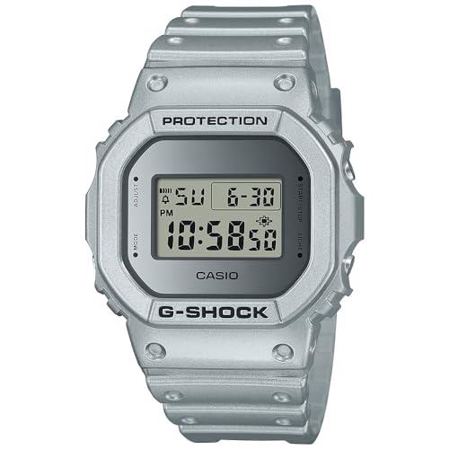 G SHOCK DIG FORGOTTEN FUTURE W/TIME, ALARM, S/W, 20M WR METALLIC SILVER FACE, RESIN BAND