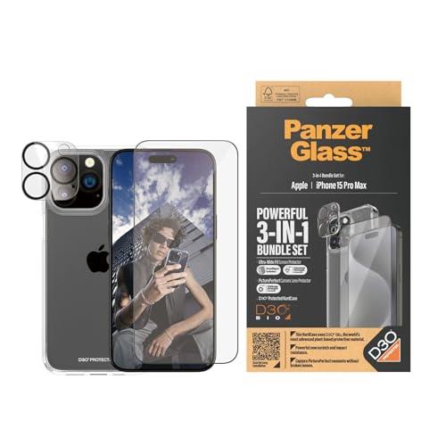 PanzerGlass Apple iPhone 15 Pro Max (6.7") Bundle (Ultra-Wide Fit Screen Protector, HardCase & Camera Lens Protector) - (B1175+2812)