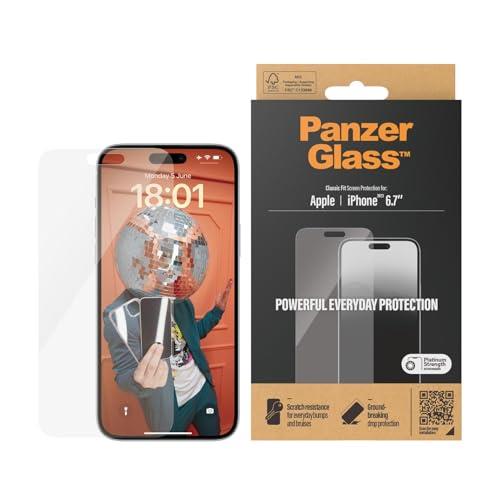 PanzerGlass Apple iPhone 15 Plus (6.7") Screen Protector Classic Fit - Clear (2807), Scratch & Shock Resistant, Antibacterial, 2YR