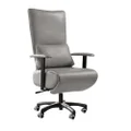HelloMosma Office Chair PU Leather Swivel Executive Recliner Lumbar Support Light Grey