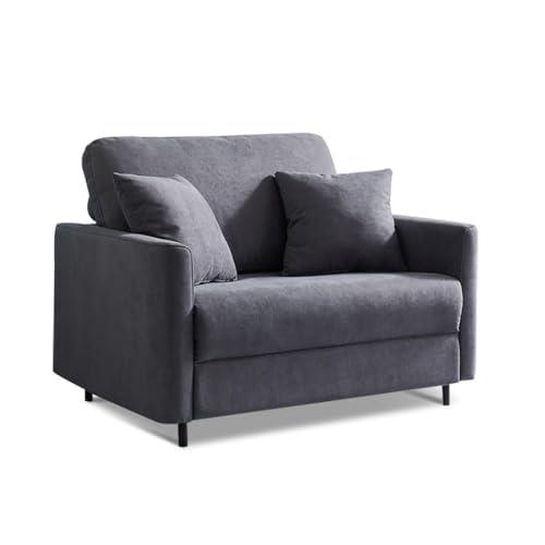 HelloMosma Single Sofa Bed Linen Armchair Lounge Chair Folding Couch with 2 Cushions Grey