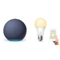 Echo Dot (5th Gen) | Deep Sea Blue + TP-Link Tapo Smart Wi-Fi Light Bulb, Dimmable Soft Warm White - E27