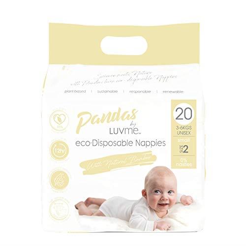 Luvme Pandas Disposable Eco Nappies for 3-6 kg, Small (Pack of 20)