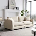 Hello Mosma Harmony Fabric Sofa 3 Seater Couch Lounge Goose Down Foam Padding, Cream