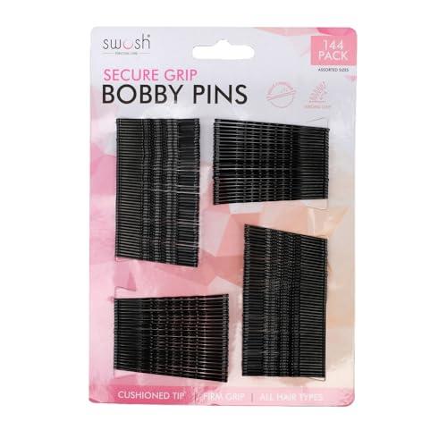 Swosh Bobby Pin Set, Black (Pack of 144)
