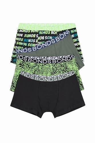 Bonds Boys' Underwear Trunk, Bonds Logo Green Multi (4 Pack), 14/16