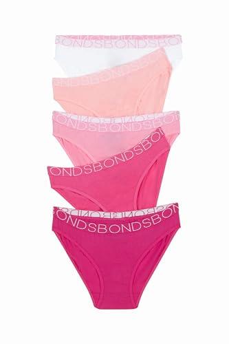 Bonds Girls' Underwear Bikini Brief, White/Pink (5 Pack), 12/14