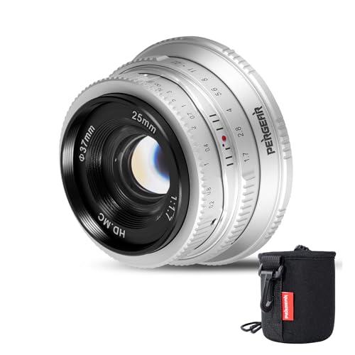 Pergear 25mm F1.7 Large Aperture Manual APS-C Fuji FX Mount Lens Compatible with Fujifilm Camera X-T3 X-H1 X-Pro2 X-E3 X-T1 X-T2 X-T4 X-T5 X-T10 X-T20 X-T200 XS10 X-A2 X-E2 X-E1 X30 X70 X-A1 (Sliver)
