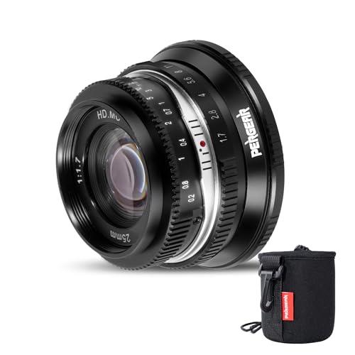 Pergear 25mm F1.7 Large Aperture Manual APS-C Fixed Focal S0ny E Mount Lens Compatible with Camera NEX-7 a7CR a7C a7CII a6700 a6400 a6600 a7III a7IV（Black）