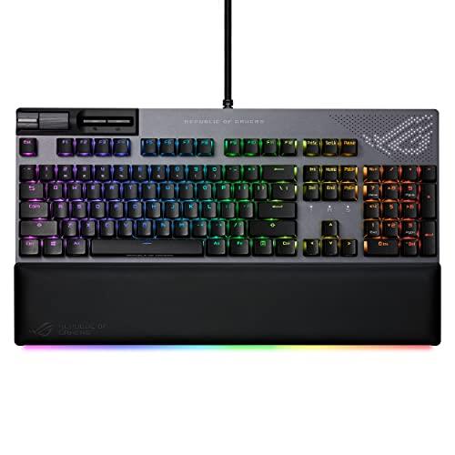 ASUS ROG Strix Flare II Animate Gaming Keyboard - ROG NX Red Linear Swappable Switches, Anime Matrix LED Display, 8000Hz Polling Rate, PBT Doubleshot Keycaps, Wrist Rest, Aura Sync RGB Lighting