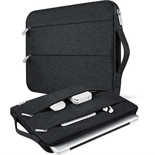 Voova 15 inch 15.6 inch Laptop Sleeve Case Handle & Zipper Pocket Compatible 15" MacBook Pro/Surface Book 2 15" / XPS 15 / Zbook/Probook Black