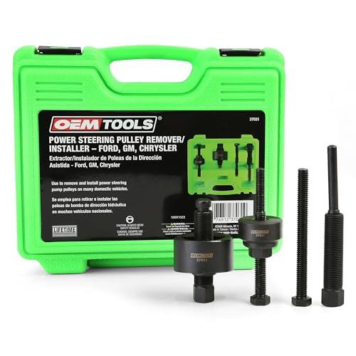 OEMTOOLS 37031 Power Steering Pulley Puller and Installer Kit, Removes and Installs Power Steering Pump Pulleys on Most Domestic Vehicles, Ford, GM, VW, Green