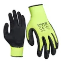 Stanley Hi Vis Gripper Latex Palm Coating Gloves, Large