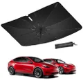 Motrobe Tesla Model 3 Model Y Windshield Sun Shade Umbrella with 360°Rotation Bendable Handle Foldable Umbrella Sunshade Cover Interior Accessories