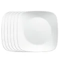 Corelle Vitrelle Salad Plates Set, Triple Layer Glass and Chip Resistant, Lightweight Square 9-Inch Plates, White, 6 Count (Pack of 1)