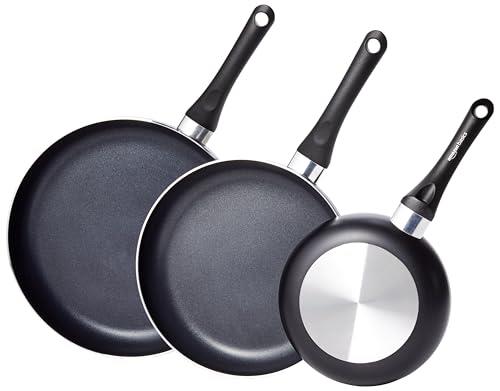 Amazon Basics 3-Piece Non-Stick Frying Pan Set - 20.32 cm, 25.4 cm, and 30.48 cm