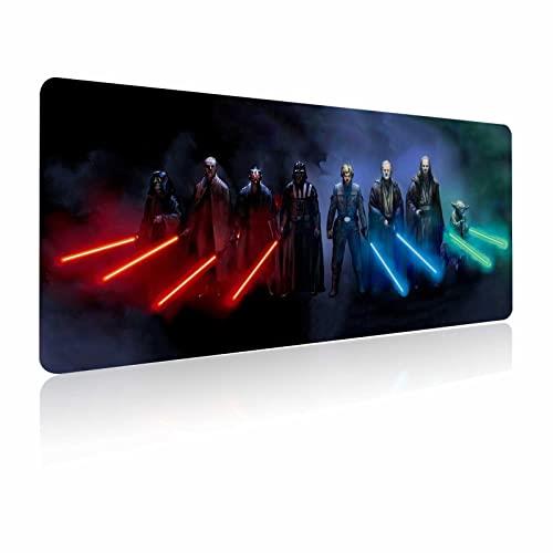 Mouse Pad Large Sith Lord and Jedi Lightsaber Knights-Non-Slip Rubber Base-Anti-Fraying Stitched Frame Mousepad-Waterproof-Soft Laptop Desk Pad-Computer Keyboard and Mice Combo Pads Mat-23.6X11.8