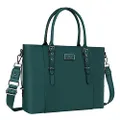 MOSISO PU Leather Laptop Tote Bag for Women (17-17.3 inch), Deep Teal